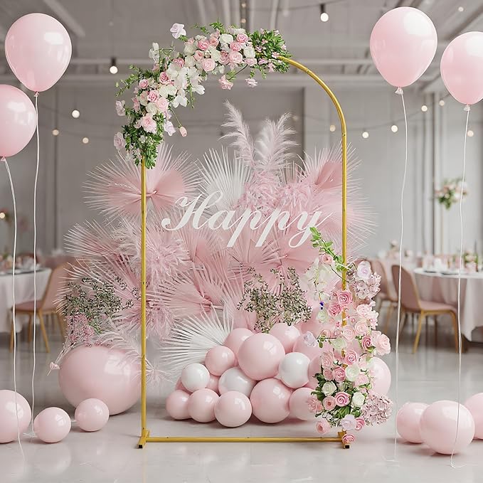 UDEAR 6.6FT Metal Arch Backdrop Stand,for Wedding Backgrounds Climbing Plants Event Decorations Outdoor Ceremonies,Gold