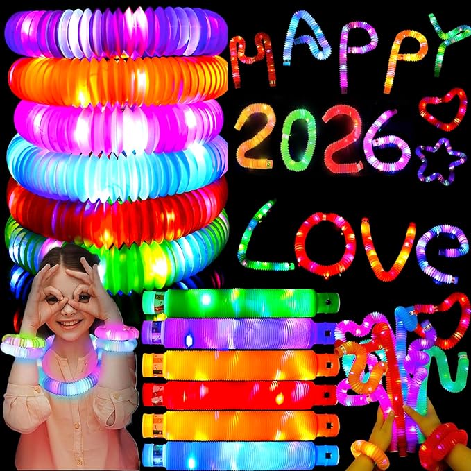36 Pack Glow Sticks Party Favors Light Up Pop Tubes Sensory Toys LED Glow Sticks Camping Necklaces Bracelets Birthday Goodie Bag Stuffers Classroom Prizes Gifts Halloween Easter