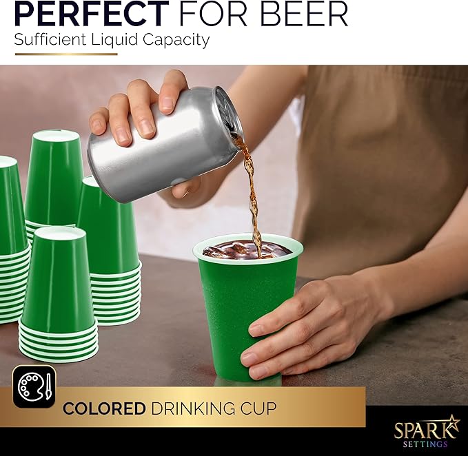 Disposable Paper Cups, 8 oz. Green Paper Coffee Cups, Strong and Sturdy Coffee Disposable Cups for Party, Wedding, Thanksgiving Day, Christmas, Halloween Hot Cups, Pack of 20