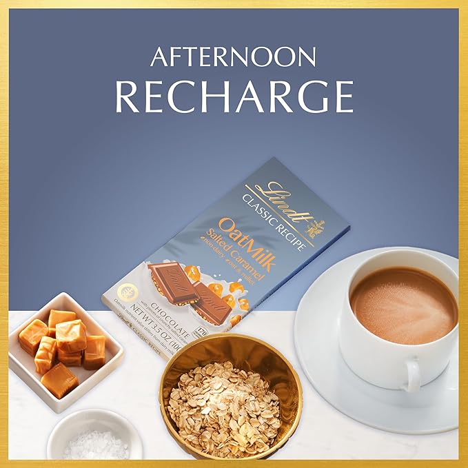 Lindt CLASSIC RECIPE Non-Dairy OatMilk Salted Caramel Chocolate Candy Bar, 10 Pack, 3.5 oz.