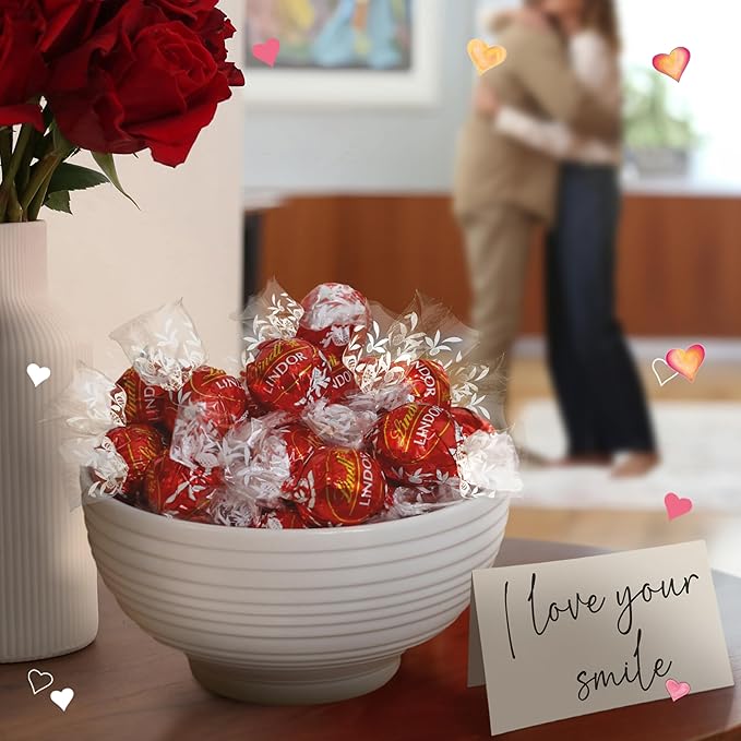 Lindt LINDOR Valentine's Milk Chocolate Candy Truffles Friend Heart, Milk Chocolate Candy with Milk Truffle Filling, 3 oz.
