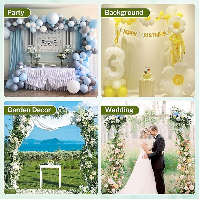 8FT x 8FT Backdrop Stand Kit - Gold Portable Adjustable Stand,Square Metal Arch Party Frame for Wedding/Baby Shower/Birthday Parties/Banquet