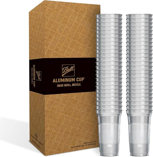 Top Cup by Ball – 12 Ounce, 50 Count, Reusable Aluminum Party Cups | Stealth Design | Cold-Holding, Recyclable, Made in USA