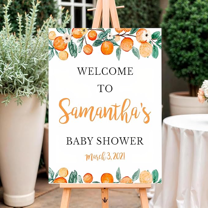 A Little Cutie Is On The Way Baby Shower Welcome Sign, Little Cutie Welcome Sign, Citrus Fruit Theme, Clementine Baby Shower Sign, Custom Orange Babies Décor #23