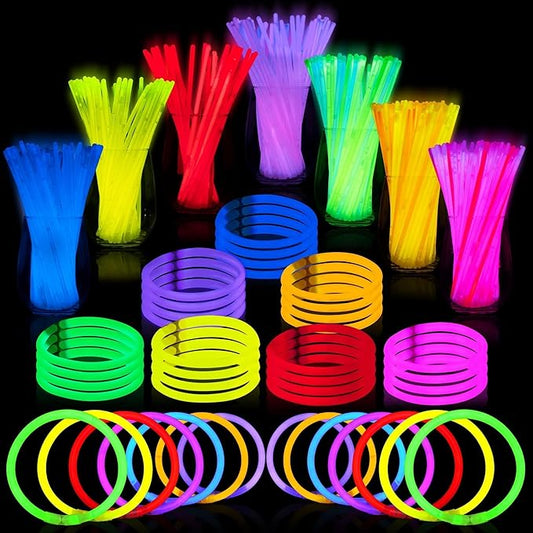 JOYIN 400 Pcs 8" Glowsticks, Halloween Supplies Pack, Bracelets Necklaces, Glow in the Dark Party Favors, Easter, Christmas, Football Party Supplies