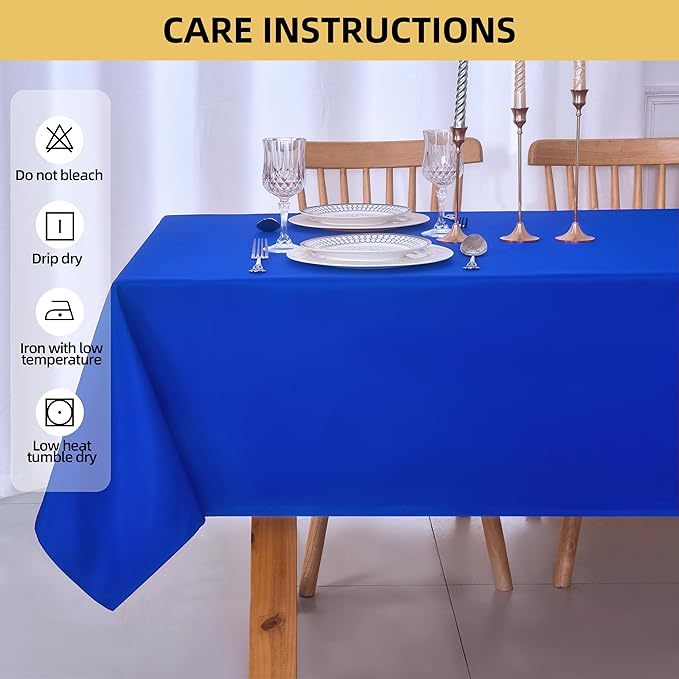 6-Pack 60x120 inch Royal Blue Table Cloths, Solid Stain and Wrinkle Resistant Oblong Tablecloth, Premium Plain Weave Polyester Fabric Rectangle Table Linen Covers for Hotel, Wedding
