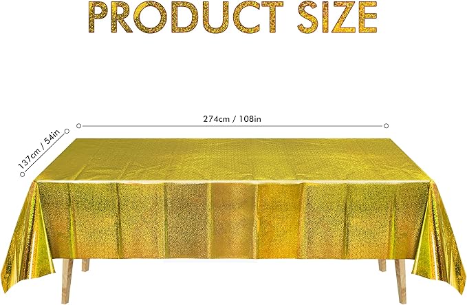BRAVESHINE Gold Tablecloth Disposable Table Covers - Plastic Rectangle Table Cloth for New Years/Christmas/Men Birthdays/Engagement/Anniversary/Luau Party Decorations - 2 Set 108" x 54"