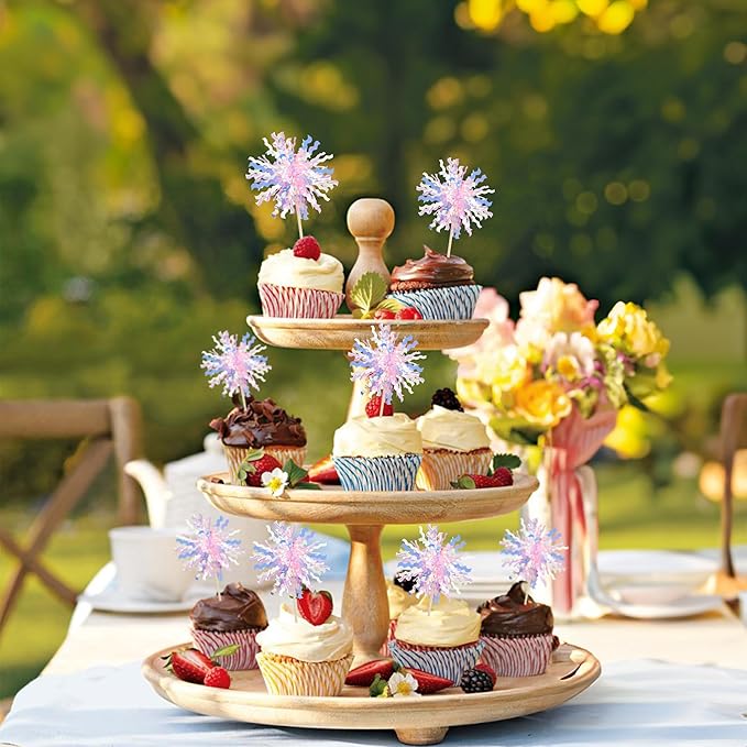 Gyufise 30Pcs Foil Firework Cupcake Toppers Sparkle Tinsel Cake Toppers Tinsel Drink Cake Decoration Cocktail Picks for Birthday Wedding Graduation Party Supplies Pink