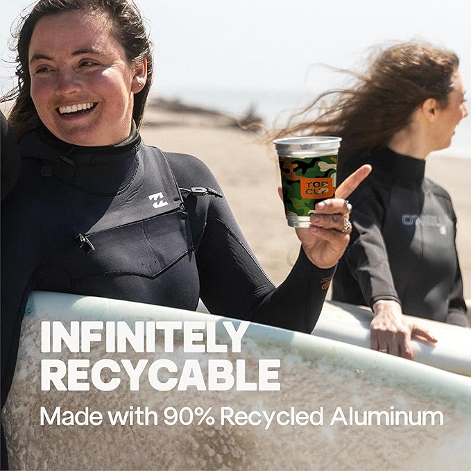 Top Cup by Ball – Reusable Aluminum Party Cups – 16oz, 30 count Camo Design | Cold-Holding, Recyclable, Made in USA