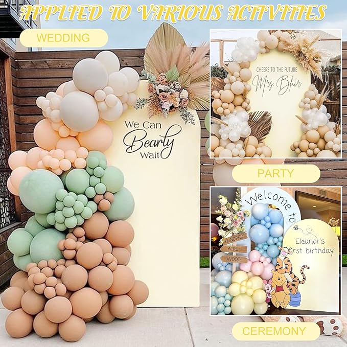 Metal Arch Stand and Cover Set,1 Ivory Spandex Fitted Backdrop with 1 Gold Wedding Arched Stand Frame for Parties Birthday Baby Shower Bridal Banquet Decoration (7.2FT)