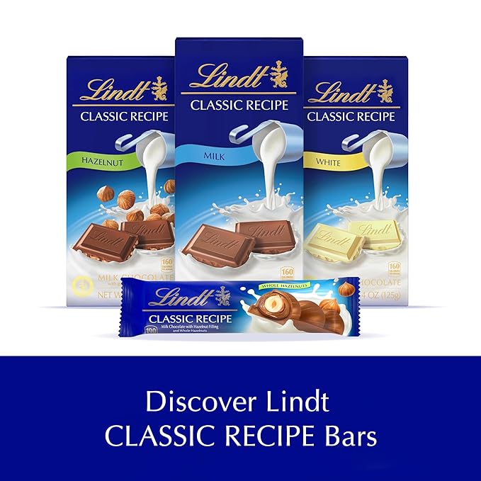 Lindt CLASSIC RECIPE Whole Hazelnut Milk Chocolate Stick, Milk Chocolate Candy with Whole Hazelnuts, 1.2 oz.