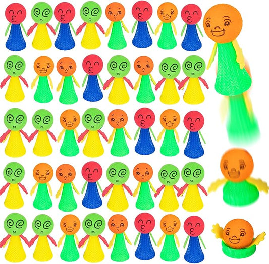 48Pcs Jumping Spring Rockets Launchers Toys-Fidget Emoticon Popper Toy Bouncy for Kids Toddlers Party Favors,Birthday Return Gifts,Goodie Bags Pinata Stuffers,Classroom Treasure Box Prizes Bulk