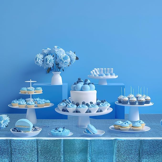 BRAVESHINE Birthdays Party Tablecloth Disposable Table Covers - Blue Plastic Rectangle Table Cloth for Boy/Girl Princess/Mermaid/Ocean/Undersea Theme Decorations - 2 Set 108" x 54"