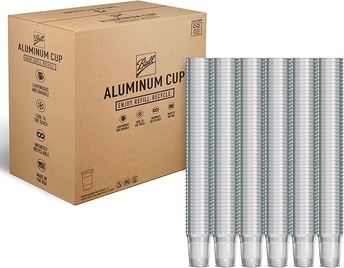 Top Cup by Ball – 16 Ounce, 600 Count, Reusable Aluminum Party Cups | Stealth Design | Cold-Holding, Recyclable, Made in USA