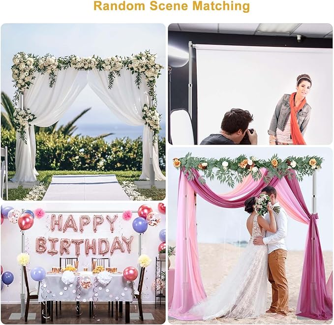 Jiang&Rong 10x10Ft Double Crossbar Backdrop Stand - Pipe and Drape Heavy Duty Adjustable Metal Frame with Drape Kit, Photographic Studio Backdrop Stand for Wedding, Birthday Party, Banquet Decorations