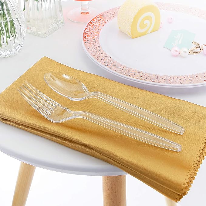 Supernal 400pcs Clear Plastic Silverware Heavy Duty Plastic Forks and Spoons Crystal Disposable Cutery Disposable Utensils Include 200 Forks and Spoons Perfect for Halloween Thanksgiving Christmas