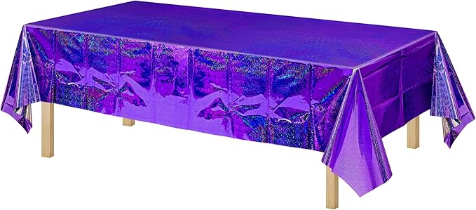BRAVESHINE Purple Tablecloth Rectangle Table Cloth 2 Set - Plastic Disposable Party Table Covers for Birthdays/Valentines/Bridal Shower/Bachelorette/Anniversary/Engagement Party - 108" x 54"