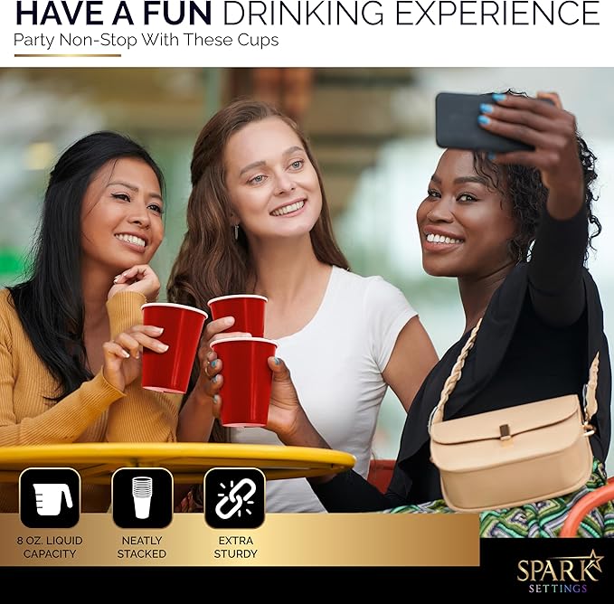 Disposable Paper Cups, 8 oz. Red Paper Coffee Cups, Strong and Sturdy Coffee Disposable Cups for Party, Wedding, Thanksgiving Day, Christmas, Halloween Hot Cups, Pack of 20