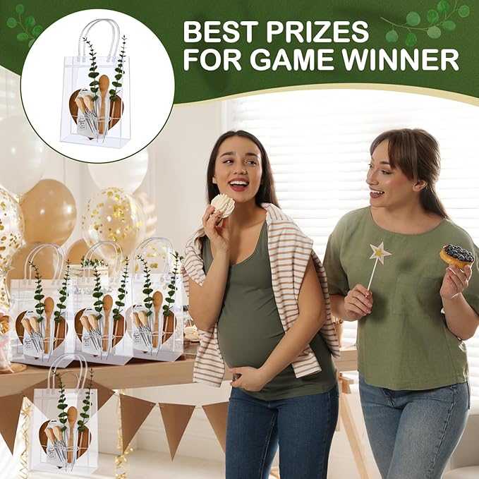 55Pcs Baby Shower Prizes for Game Winners 6 Sets Charcuterie Board with Spoons Butter Spreaders Forks Plaid Towel Thanks Card and Gift Bags for Bridal Shower Favors Party (Heart Shaped)