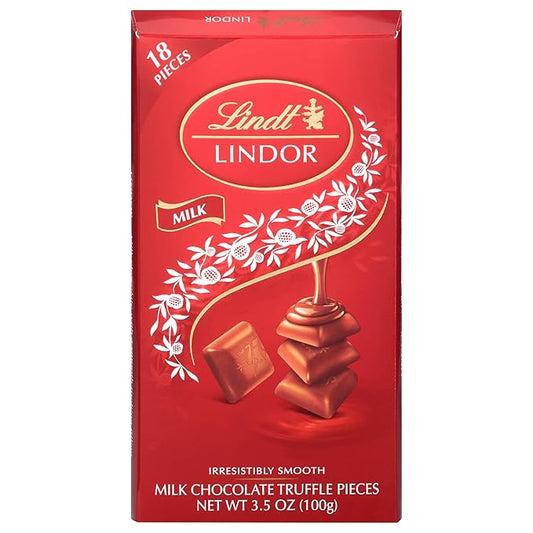 Lindt LINDOR Milk Chocolate Truffle Bar, Milk Chocolate Candy with Smooth, Melting Truffle Center, 3.5 oz. Bar (12 Pack)