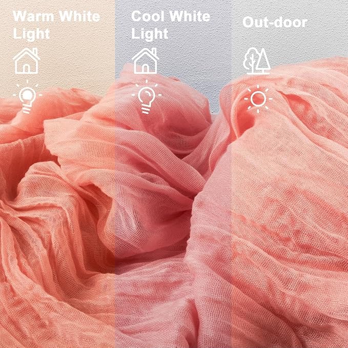 FEXIA Pink Cheesecloth Table Runner Spring Easter Table Runner 35x120 Inches for Mother's Day Bridal Shower Tea Party Spring Baby Shower Decor Table Centerpiece Decorations