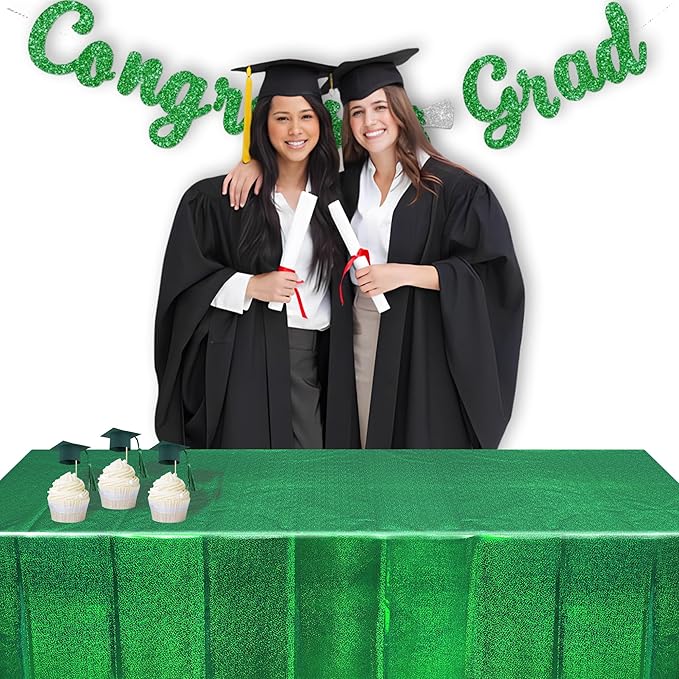 BRAVESHINE Green Table Cloth Disposable Table Covers - Plastic Rectangle Tablecloth for Christmas/New Years/St Patricks Day/Hawaiian/Luau/Dinosaur/Jungle-Theme Party Decorations - 2 Set 108x54In