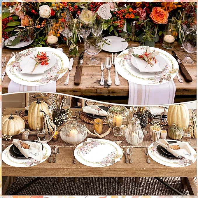 50 Pack Paper Placemats Disposable Boho Floral Leaves Place Mats 13.7 Inch Bohemian Round Table Mats for Birthday Spring Wedding Bridal Baby Shower Party Supplies
