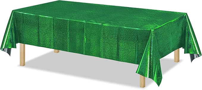 BRAVESHINE Green Table Cloth Disposable Table Covers - Plastic Rectangle Tablecloth for Christmas/New Years/St Patricks Day/Hawaiian/Luau/Dinosaur/Jungle-Theme Party Decorations - 2 Set 108x54In