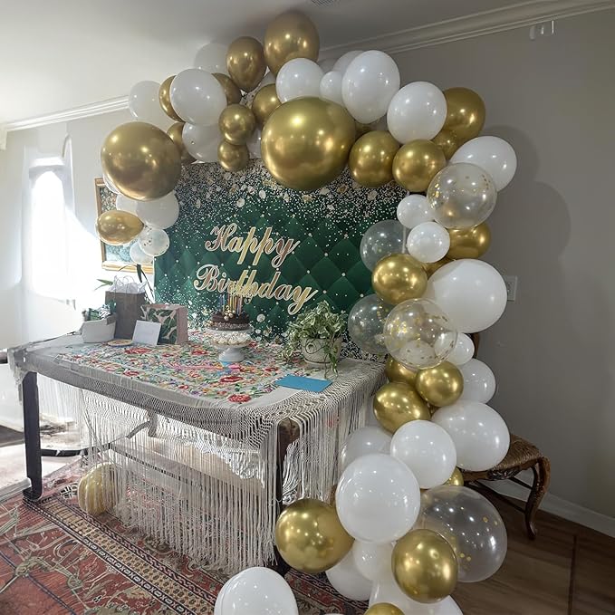 Balloons White and Gold, 60 Packs 12 Inch Metallic Gold Balloons Pearl White Latex Balloon Gold Confetti Balloon for Birthday Parties, Weddings, Anniversaries, Baby Shower Party Decorations