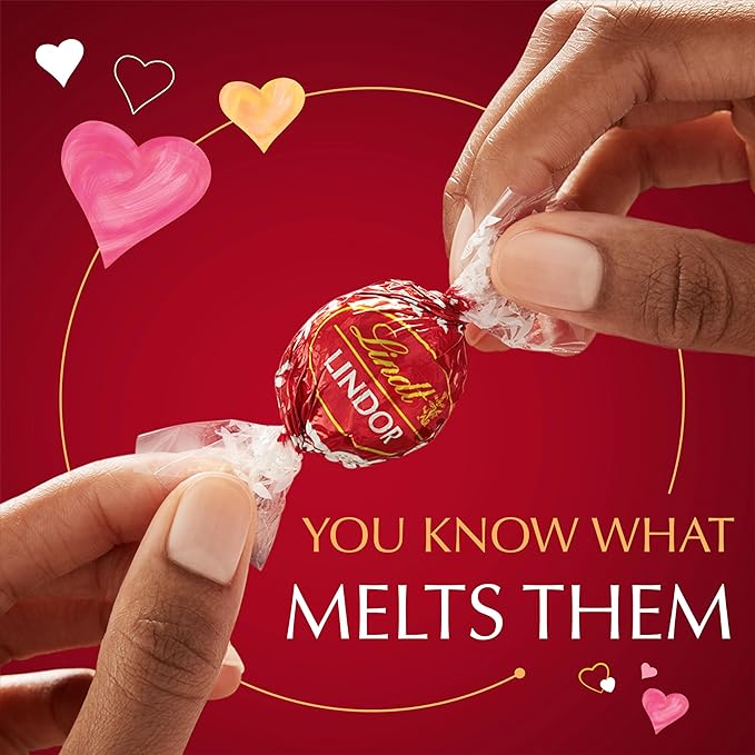 Lindt LINDOR Valentine's Milk Chocolate Candy Truffles Friend Heart, Milk Chocolate Candy with Milk Truffle Filling, 3 oz.
