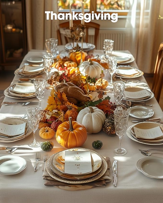 Pureegg Plastic Table Cloth Disposable 6 Pack, 54 x 108 Inch Table Cloths, Party, Wedding, Thanksgiving Decorations, Fall Tablecloths, Rectangle, Beige Plastic Cover, Waterproof, Cream, Ivory