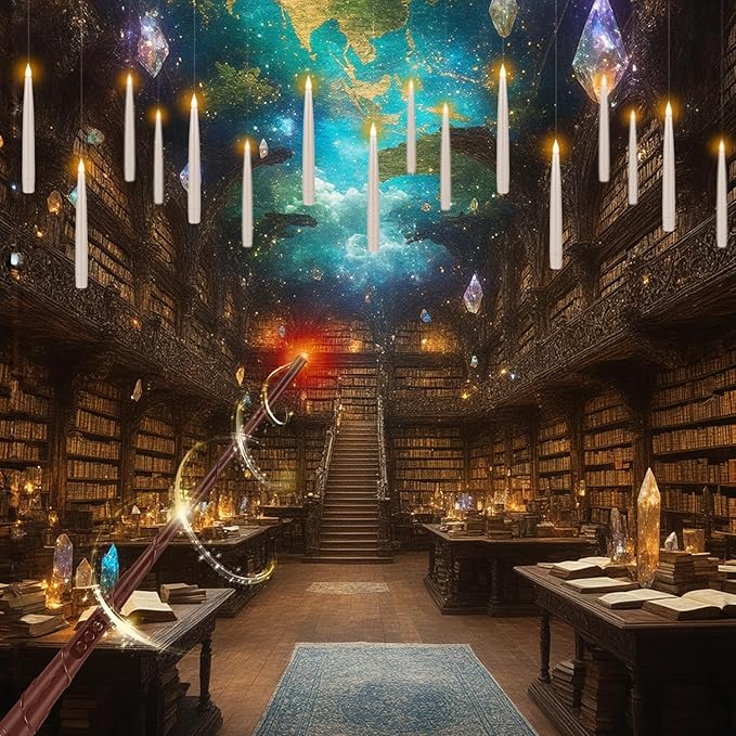 24PCS Floating Candles with Wand, Magic Hanging Candles, Flickering Warm Light LED Taper Flameless Candles with Wand Remote for Halloween,Christmas Party Decorations Indoor Deco,Bset Gift.