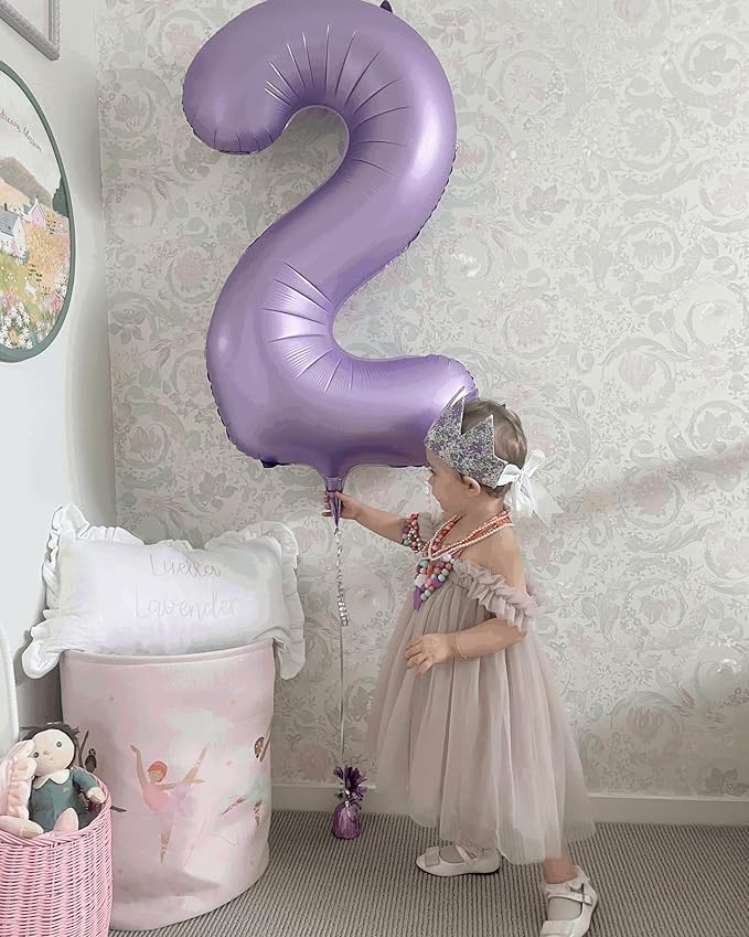 0 Balloon - Lilac Birthday Number Balloons, 40 Inch Large Foil Balloons for Men Women Boys Girls Lilac Themed Birthday Decorations