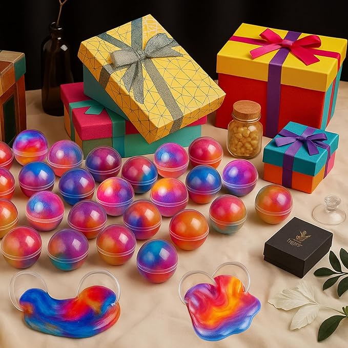 24 Pack Slime Party Favors, Galaxy Slime Balls Soft DIY Toys Stretchy and Non Sticky Stress Relief Safe Toys for Kids Girls Boy Classroom Prizes Birthday Gifts Halloween Christmas Party Favors