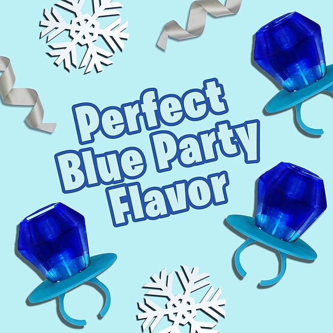 Ring Pop Individually Wrapped Blue Christmas Candy, 30 Ct Bulk Lollipop Pack, Raspberry Flavored Lollipop Suckers for Kids, Fun Candy Bulk for Stocking Stuffers, Christmas Gifts, Party Favors