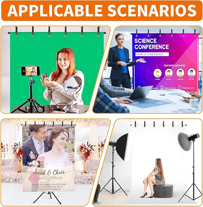 Portable T-Shape Backdrop Stand Support Kit 8x5.3ft, Adjustable Photography Green Screen Backdrop Stand for Parties, Photography Videography Studio (8×5.3Ft)