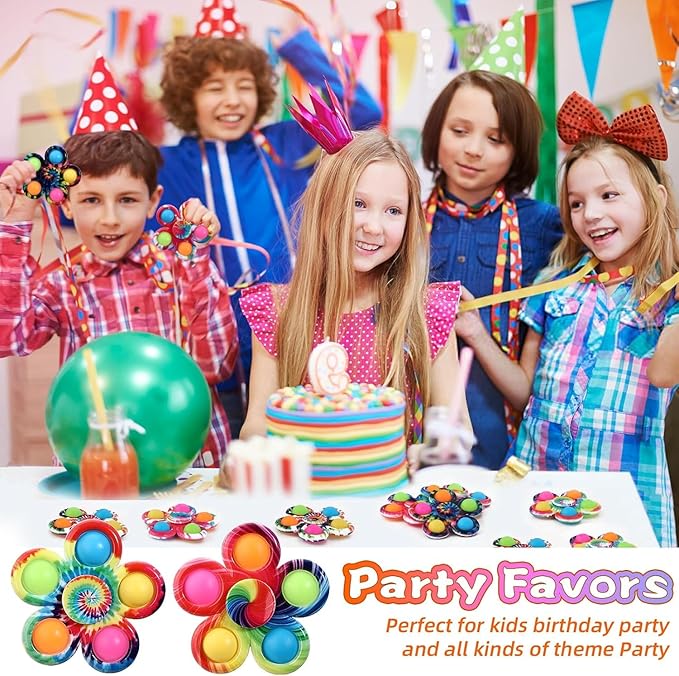 SCIONE 24 Pack Party Favors Fidget Spinners for Kids 4-8 8-12,Goodie Bags Stuffers for Kids 3-5, Pop Fidget Toys Bulk Classroom Prizes for Girls Boys, Toddler Birthday Party Return Gifts