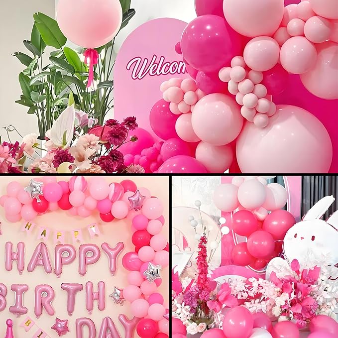 Balloon Column Kit Set of 2 With Balloons Included - Balloon Tower with Stand, Base, and Pole,Backdrop Decoration for Wedding, Baby Shower, Birthday Party, or Bachelorette Parties (Pink)
