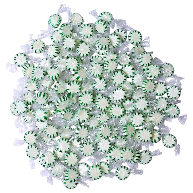 A Great Surprise Christmas Spearmint Starlight Mints – 4 lb Bulk Bag – Individually Wrapped Green & White Hard Candies for Holiday Parties, Offices, Candy Bowls & Winter Celebrations