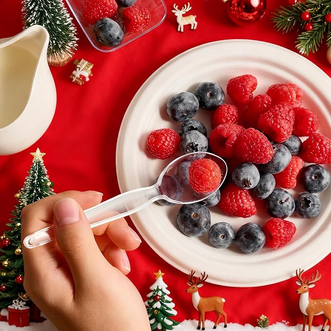 JOLLY CHEF [300 Count] Clear Plastic Spoons, Heavy Duty Disposable Spoons Utensils, Clear Plastic Silverware Bulk for Party, Birthday, Wedding, Thanksgiving