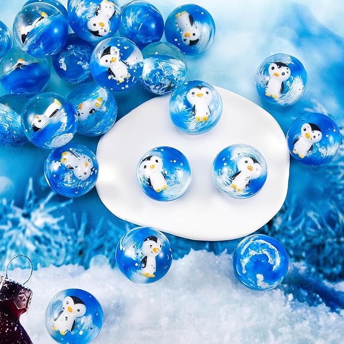 Syhood 24 Pcs Penguin Bouncy Ball 45 mm Rubber Bouncy Balls for Kids Party Favors Bouncing Toy Game Bouncing Ball Bulk for Classroom Prize Back to School Gift