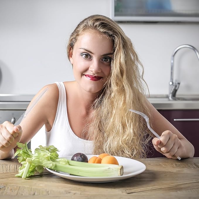 JOLLY CHEF 300 Count Clear Plastic Silverware, 100 Forks, 100 Spoons, 100 Knives, Heavy Duty Disposable Plastic Cutlery Set, Plasticware Bulk, Premium Clear Utensils for Party, Christmas