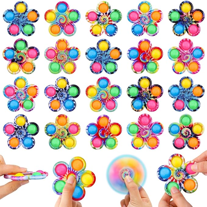 Gigilli 12 Pcs Pop Fidget Spinner Bulk Christmas Party Favors Stocking Stuffers for Kids 4-8, Mini Sensory Fidget Toys for Kids Adults, Goodie Bags Stuffers Treasure Box Toys for Classroom Prizes ADHD