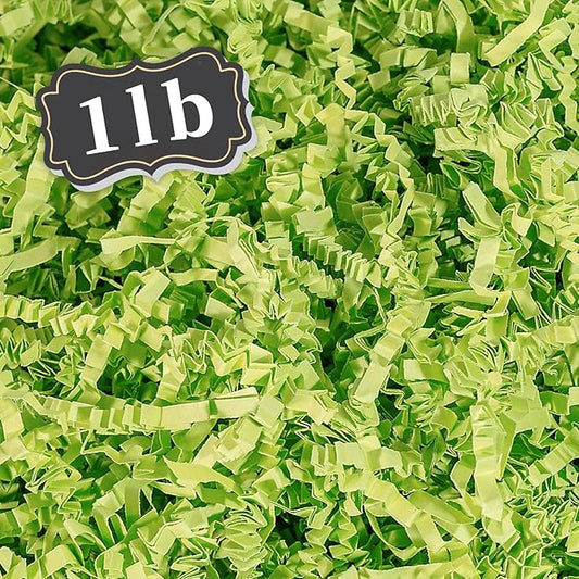 1 LB Light Green Crinkle Cut Paper Shred Filler Great for Gift Wrapping, Basket Filling, Birthday, Wedding, Halloween, Thanksgiving, Christmas Day, New Year Party Decorations Filling Supplies A