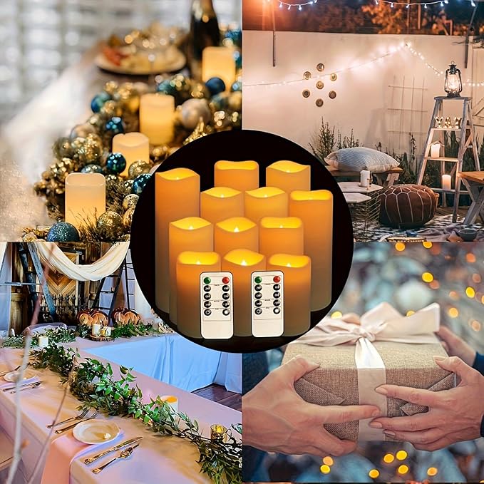 48 Pack Flameless Candles with Remote & 24H Timer - Waterproof Battery Operated Decorative Candles,3 Sizes(4" 5" 6" inch) for Home Decor, Wedding, Christmas, Party (Warm White)