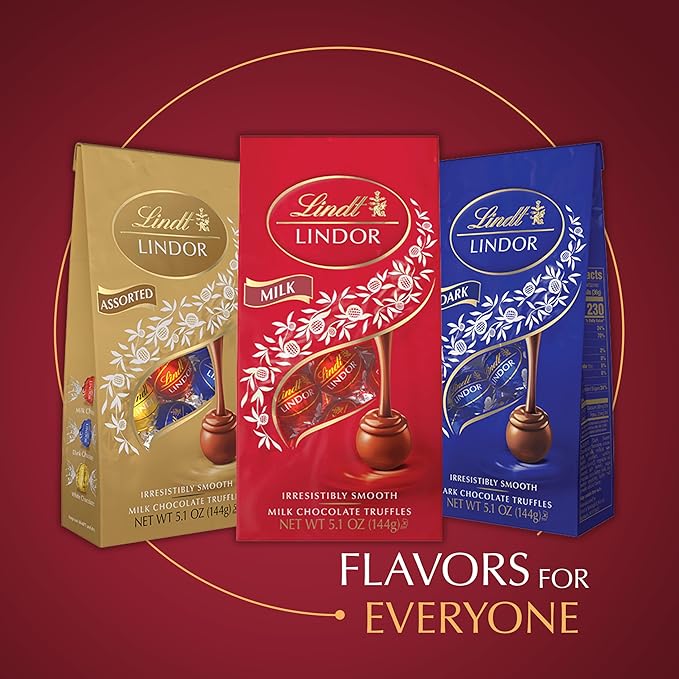 Lindt LINDOR Double Chocolate Milk Chocolate Candy Truffles, Milk Chocolate with Smooth, Melting Truffle Center, Great for Gift Giving, 5.1 oz. Bag (6 Pack)