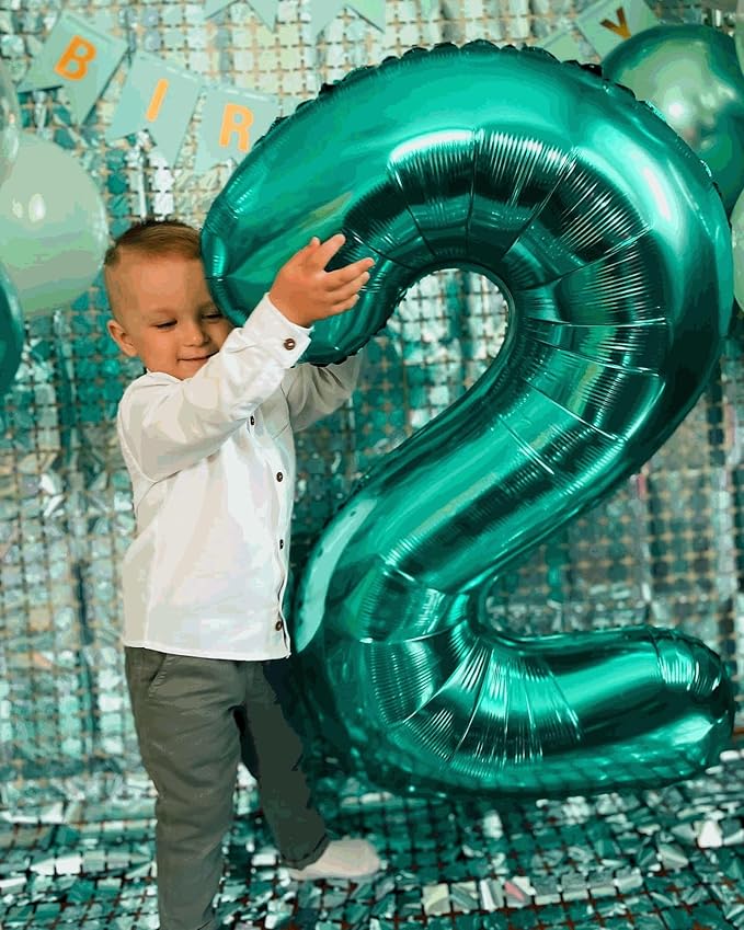1 Balloon - Teal Birthday Number Balloons, 40 Inch Large Foil Balloons for Men Women Boys Girls Teal Themed Birthday Decorations