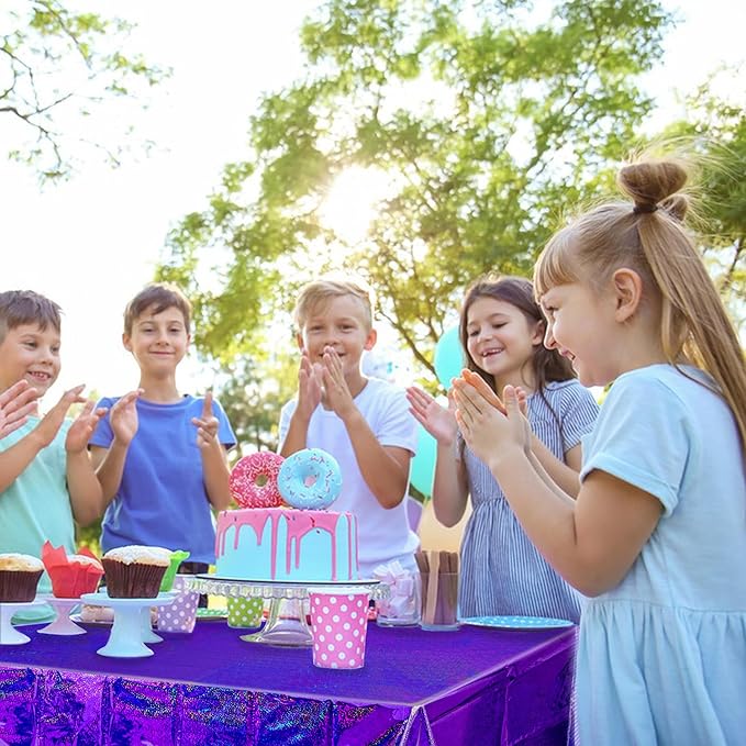 BRAVESHINE Purple Tablecloth Rectangle Table Cloth 2 Set - Plastic Disposable Party Table Covers for Birthdays/Valentines/Bridal Shower/Bachelorette/Anniversary/Engagement Party - 108" x 54"