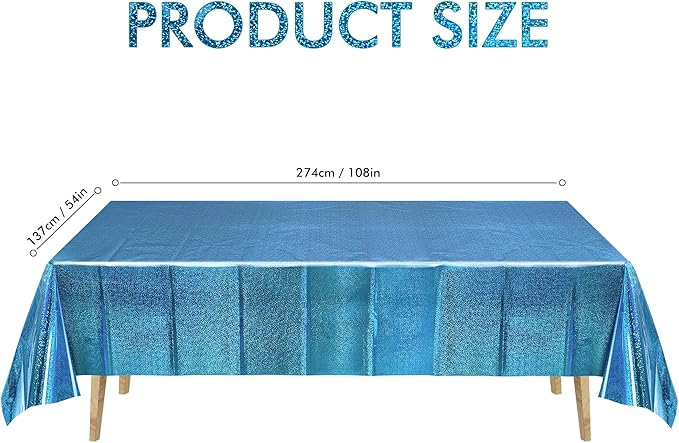BRAVESHINE Birthdays Party Tablecloth Disposable Table Covers - Blue Plastic Rectangle Table Cloth for Boy/Girl Princess/Mermaid/Ocean/Undersea Theme Decorations - 2 Set 108" x 54"