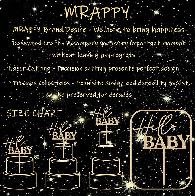 Hello Baby Cake Topper - Wooden Baby Shower Cake Decorations for Boys and Girls, Gender Reveal Cake Topper, for Baby Shower/Gender Reveal Party/Baby Party Photo Booth Props